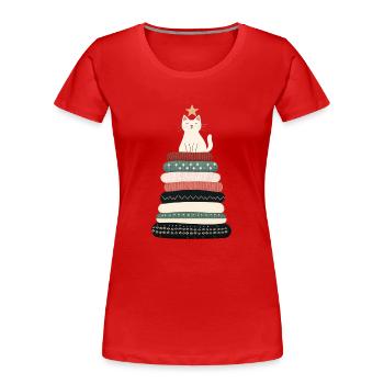 T-shirt douillet pour chat sapin de Noël – Festif et mignon - T-shirt bio Premium Femme - rouge - Devant - Mia (176cm)