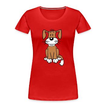 chien assis mignon petit chiot heureux animal de compagnie - T-shirt bio Premium Femme - rouge - Devant - Mia (176cm)