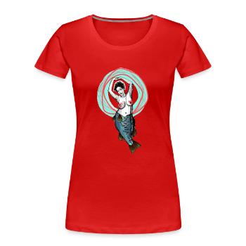 Old Mermaid - Frauen Premium Bio T-Shirt - Rot - Vorne - Mia (176cm)