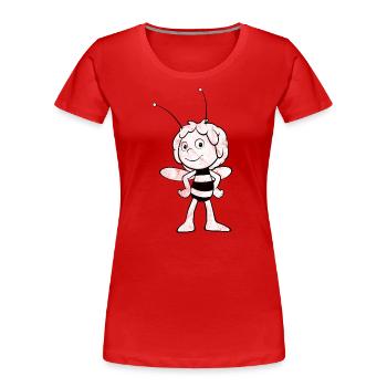 Maya The Bee Black White Line Art - Women's Premium Organic T-Shirt - red - Front - Mia (176cm)
