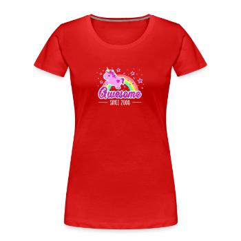 Lustiges Geburtstag-Einhorn: Awesome Since 2008 - Women's Premium Organic T-Shirt - red - Front - Mia (176cm)