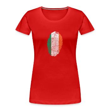 empreintes digitales j'aime Irlande - T-shirt bio Premium Femme - rouge - Devant - Mia (176cm)