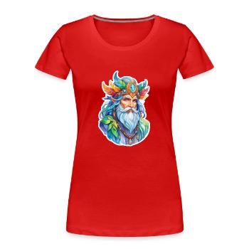 Druide Wasserfarben - Frauen Premium Bio T-Shirt - Rot - Vorne - Mia (176cm)