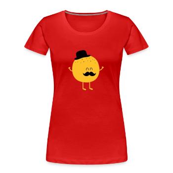 Funny Orange with Mustache - Women's Premium Organic T-Shirt - red - Front - Mia (176cm)