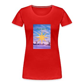 Just do it - Frauen Premium Bio T-Shirt - Rot - Vorne - Mia (176cm)