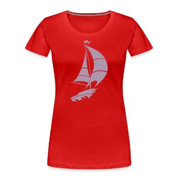 Voilier minimaliste Silhouette du lac - T-shirt bio Premium Femme - rouge - Devant - Mia (176cm)