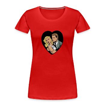 Paire Pop Art - T-shirt bio Premium Femme - rouge - Devant - Mia (176cm)