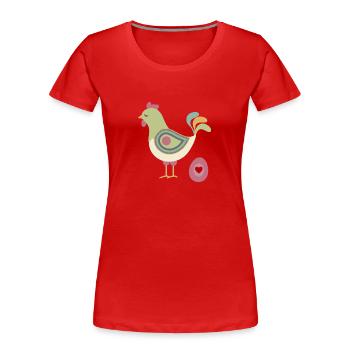 Henne mit Ei - Frauen Premium Bio T-Shirt - Rot - Vorne - Mia (176cm)