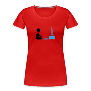 A Boy Plays With His Games Console - Women's Premium Organic T-Shirt - red - Front - Mia (176cm)