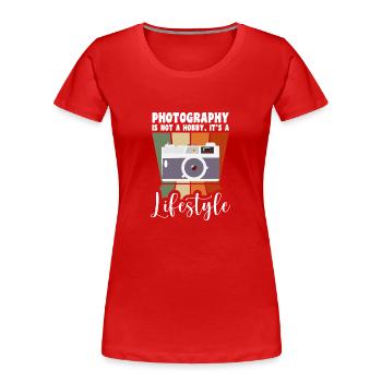Fotograf Fotografieren Digitalkamera - Frauen Premium Bio T-Shirt - Rot - Vorne - Mia (176cm)