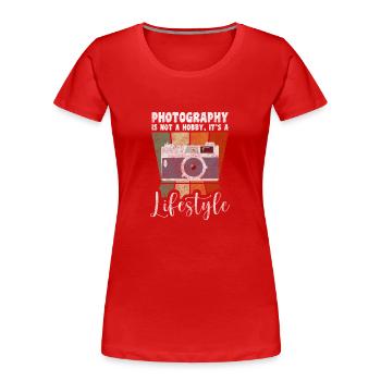 Fotograf Bild Digitalkamera - Frauen Premium Bio T-Shirt - Rot - Vorne - Mia (176cm)