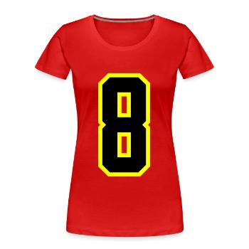 Justaucorps à 8 chiffres - T-shirt bio Premium Femme - rouge - Devant - Mia (176cm)