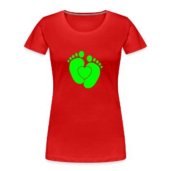 Heart Baby Feet - Women's Premium Organic T-Shirt - red - Front - Mia (176cm)