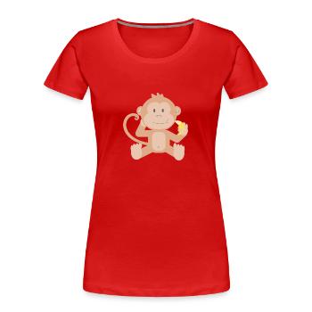 Affe mit Banane - Frauen Premium Bio T-Shirt - Rot - Vorne - Mia (176cm)