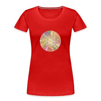 Flower of Life | flower of life | Gold Stained 3 - Women's Premium Organic T-Shirt - red - Front - Mia (176cm)