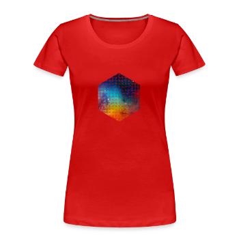 Hexagone · · Formation · Symboles · caractères grunge - T-shirt bio Premium Femme - rouge - Devant - Mia (176cm)