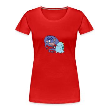 derpy Dragons - Frauen Premium Bio T-Shirt - Rot - Vorne - Mia (176cm)