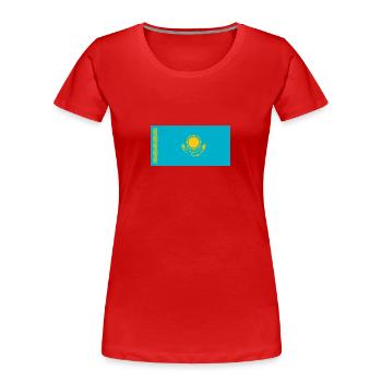 Nationalflagge von Kasachstan - Frauen Premium Bio T-Shirt - Rot - Vorne - Mia (176cm)