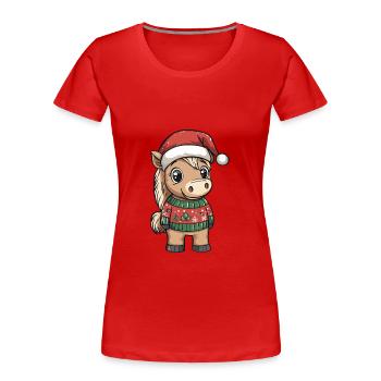 Pferd Weihnachten Comic - Frauen Premium Bio T-Shirt - Rot - Vorne - Mia (176cm)