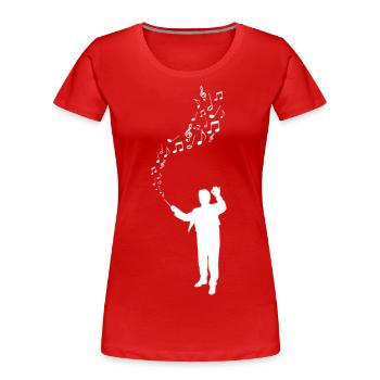 Dirigent - Maestro - Noten - weiß - Frauen Premium Bio T-Shirt - Rot - Vorne - Mia (176cm)