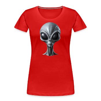 Realistisches graues außerirdisches außerirdisches Wesen - Frauen Premium Bio T-Shirt - Rot - Vorne - Mia (176cm)