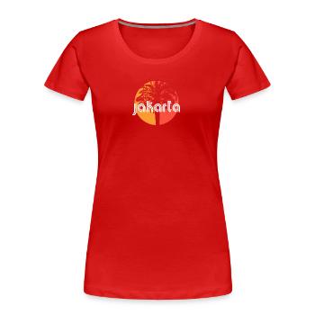 Jakarta Indonesien Kunsturlaub Souvenir Palme - Frauen Premium Bio T-Shirt - Rot - Vorne - Mia (176cm)