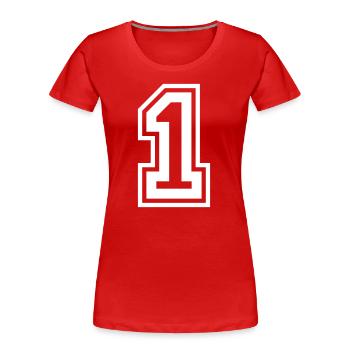 1 Numéro de numéro - T-shirt bio Premium Femme - rouge - Devant - Mia (176cm)