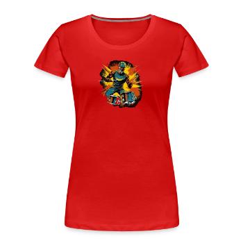 Space Drummer - Frauen Premium Bio T-Shirt - Rot - Vorne - Mia (176cm)
