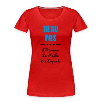 Beau Fils - Beau-Fils - Famille - Mariage - Tshirt - Women's Premium Organic T-Shirt - red - Front - Mia (176cm)