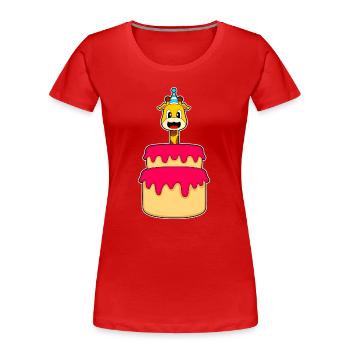 Gâteau d’anniversaire girafe - T-shirt bio Premium Femme - rouge - Devant - Mia (176cm)