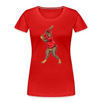 Doberman Baseball Baseball Bat - Women's Premium Organic T-Shirt - red - Front - Mia (176cm)