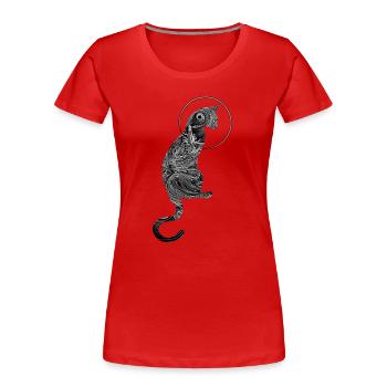 Abstrakte Ozeanische Katze - Frauen Premium Bio T-Shirt - Rot - Vorne - Mia (176cm)