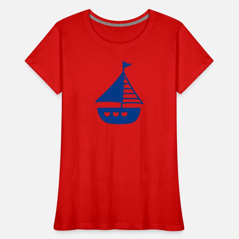 Conception ludique du bateau en forme de cœur T-shirt bio Premium Femme