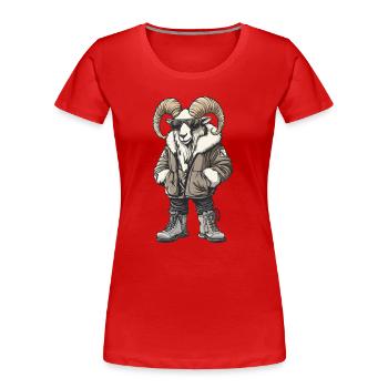 Mountain Goat Cool Winter - Women's Premium Organic T-Shirt - red - Front - Mia (176cm)