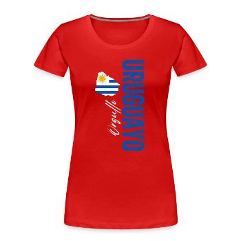 Uruguayischer Stolz, vertikales Design - Frauen Premium Bio T-Shirt - Rot - Vorne - Mia (176cm)