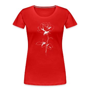 Minimal Rose Lineart on Black - Women's Premium Organic T-Shirt - red - Front - Mia (176cm)