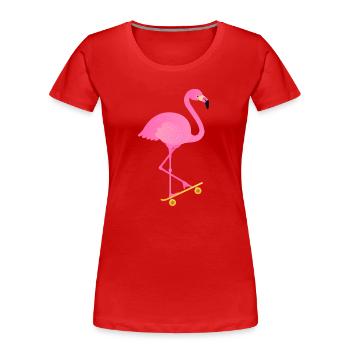 Flamingo Skate Skater Skateboard Été - T-shirt bio Premium Femme - rouge - Devant - Mia (176cm)