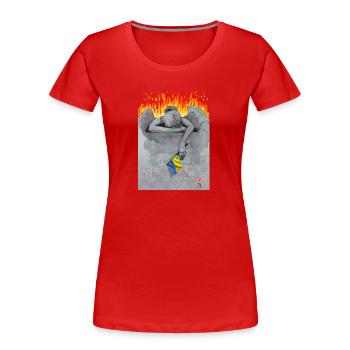 Des larmes pour l’Ukraine - T-shirt bio Premium Femme - rouge - Devant - Mia (176cm)