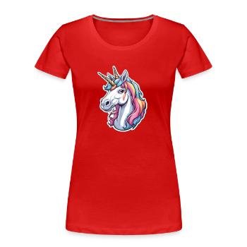 Merveille de licorne colorée - T-shirt bio Premium Femme - rouge - Devant - Mia (176cm)