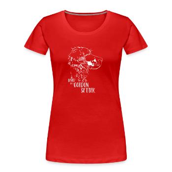 Aimé par un chien Gordon Setter Talking - T-shirt bio Premium Femme - rouge - Devant - Mia (176cm)