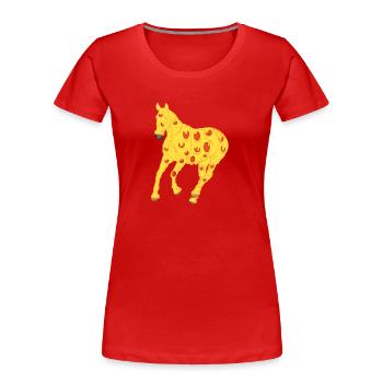 cheval Pizza - T-shirt bio Premium Femme - rouge - Devant - Mia (176cm)