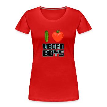 vegan t shirt I love vegan boys - Women's Premium Organic T-Shirt - red - Front - Mia (176cm)