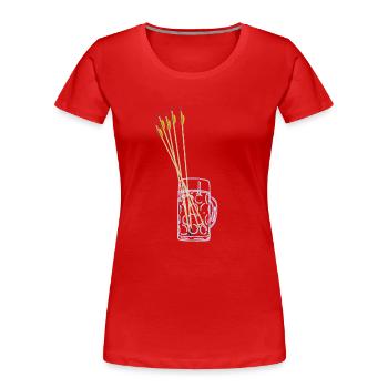 Bierkrug mit Pfeilen - Frauen Premium Bio T-Shirt - Rot - Vorne - Mia (176cm)