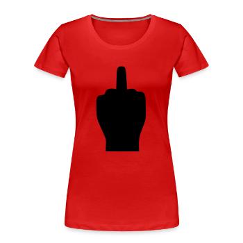 Finger salute - Women's Premium Organic T-Shirt - red - Front - Mia (176cm)