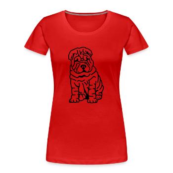 Shar Pei - Frauen Premium Bio T-Shirt - Rot - Vorne - Mia (176cm)