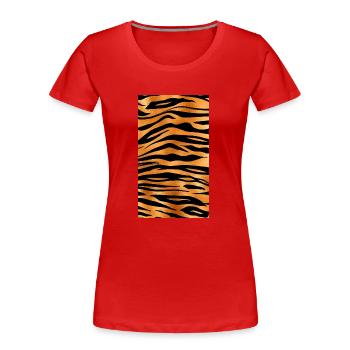 Tiger Muster Animal Print Tier gestreift Streifen - Frauen Premium Bio T-Shirt - Rot - Vorne - Mia (176cm)