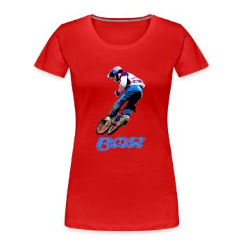 bmx racing - Women's Premium Organic T-Shirt - red - Front - Mia (176cm)