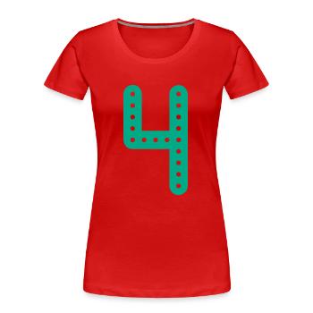 4 ANS. 4e ANNIVERSAIRE. ANNIVERSAIRE 4 ANS. 4 - T-shirt bio Premium Femme - rouge - Devant - Mia (176cm)