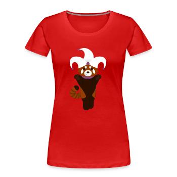 Roter Panda verkleidet als Harlekin für Halloween - Frauen Premium Bio T-Shirt - Rot - Vorne - Mia (176cm)