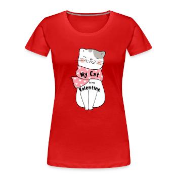 my cat ist mu valentines - Frauen Premium Bio T-Shirt - Rot - Vorne - Mia (176cm)